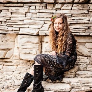 Joyfolie/Mia Joy crochet black lace dress size 12